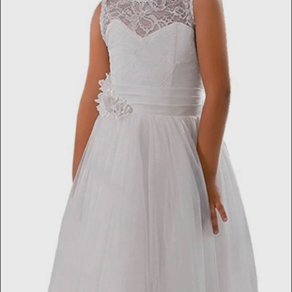 Lace Embellished A-Line Sleeveless Girl Dress